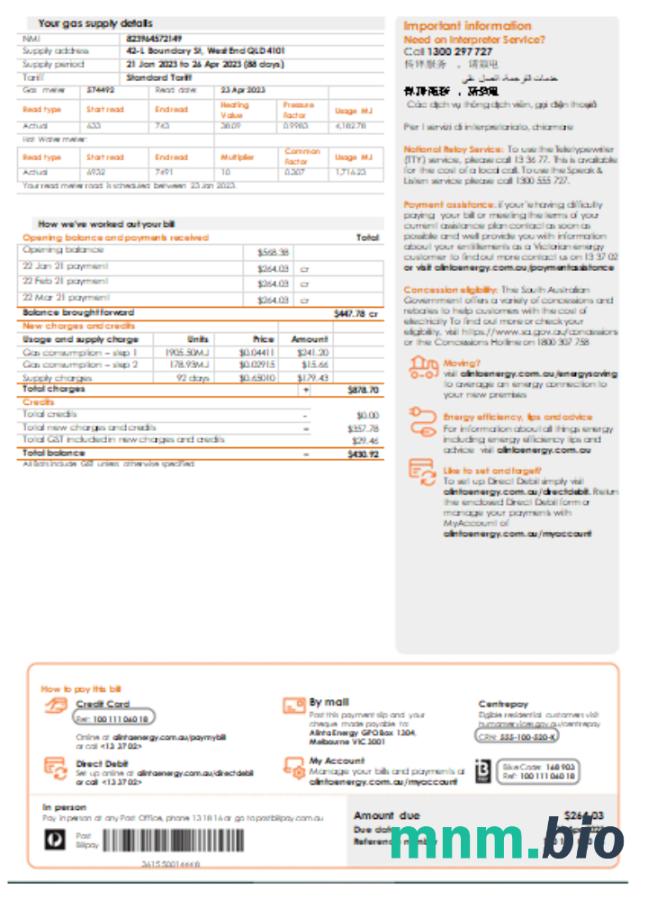 Alinta energy gas rachunek za usługi komunalne, Strona 2